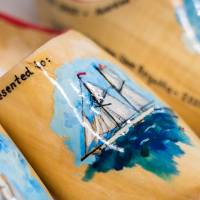 Wooden shoes hand painted by Dr. Fleischmann are given as prizes to the winners of the style and speed competitions